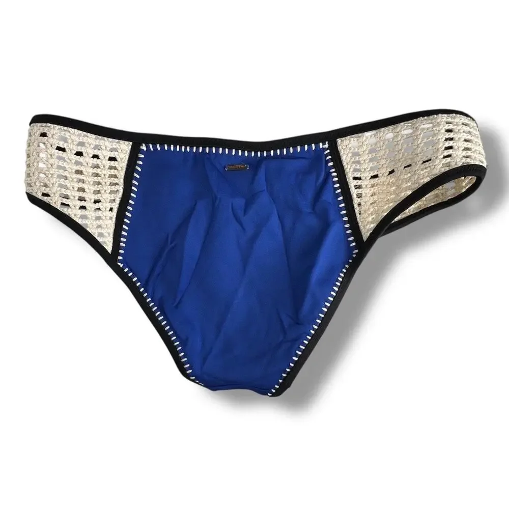 Victoria Secret Crochet Blue Bikini Bottoms Large